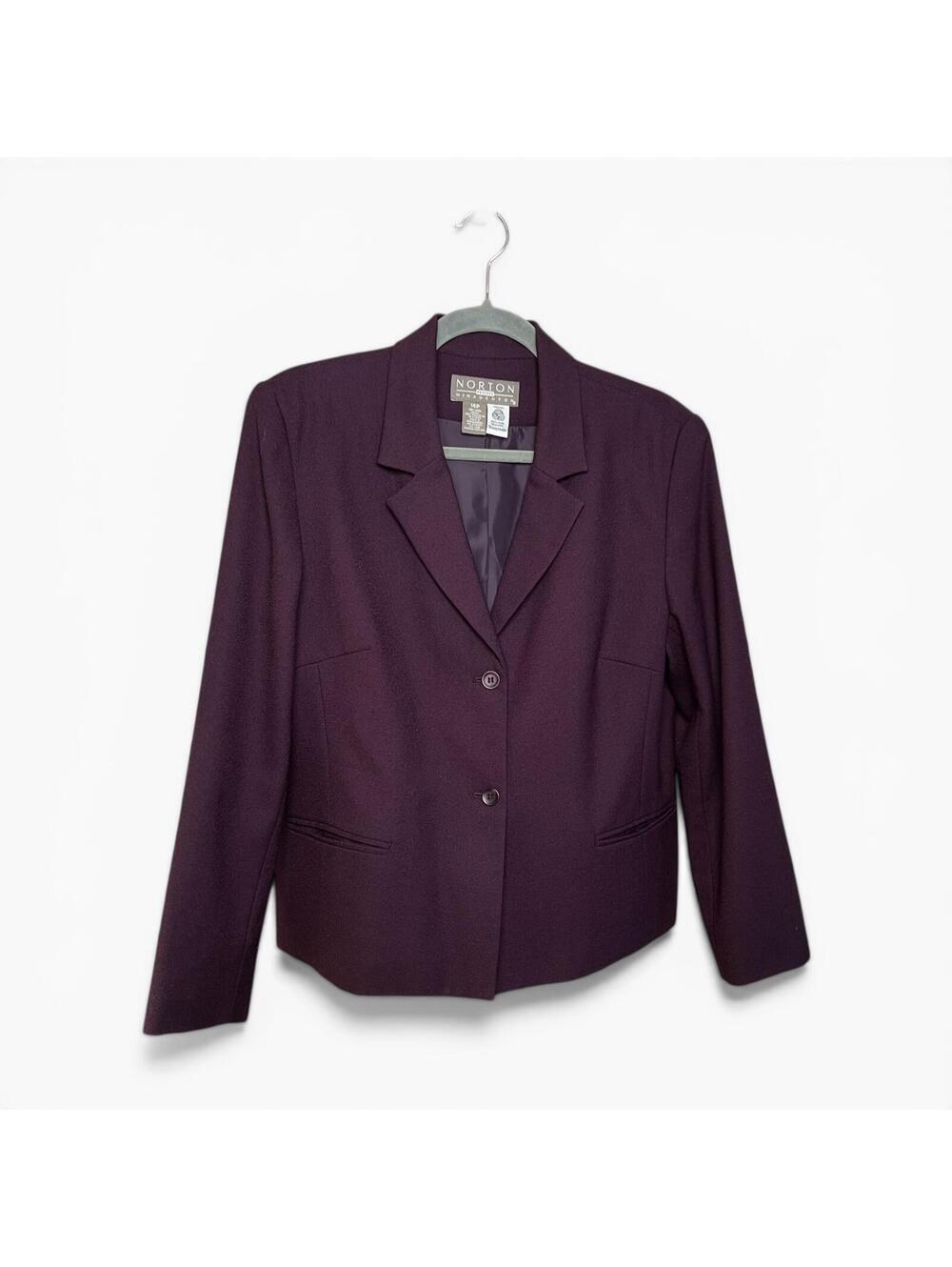 Vintage Norton McNaughton Wool Blazer Jacket Size 14P Purple
